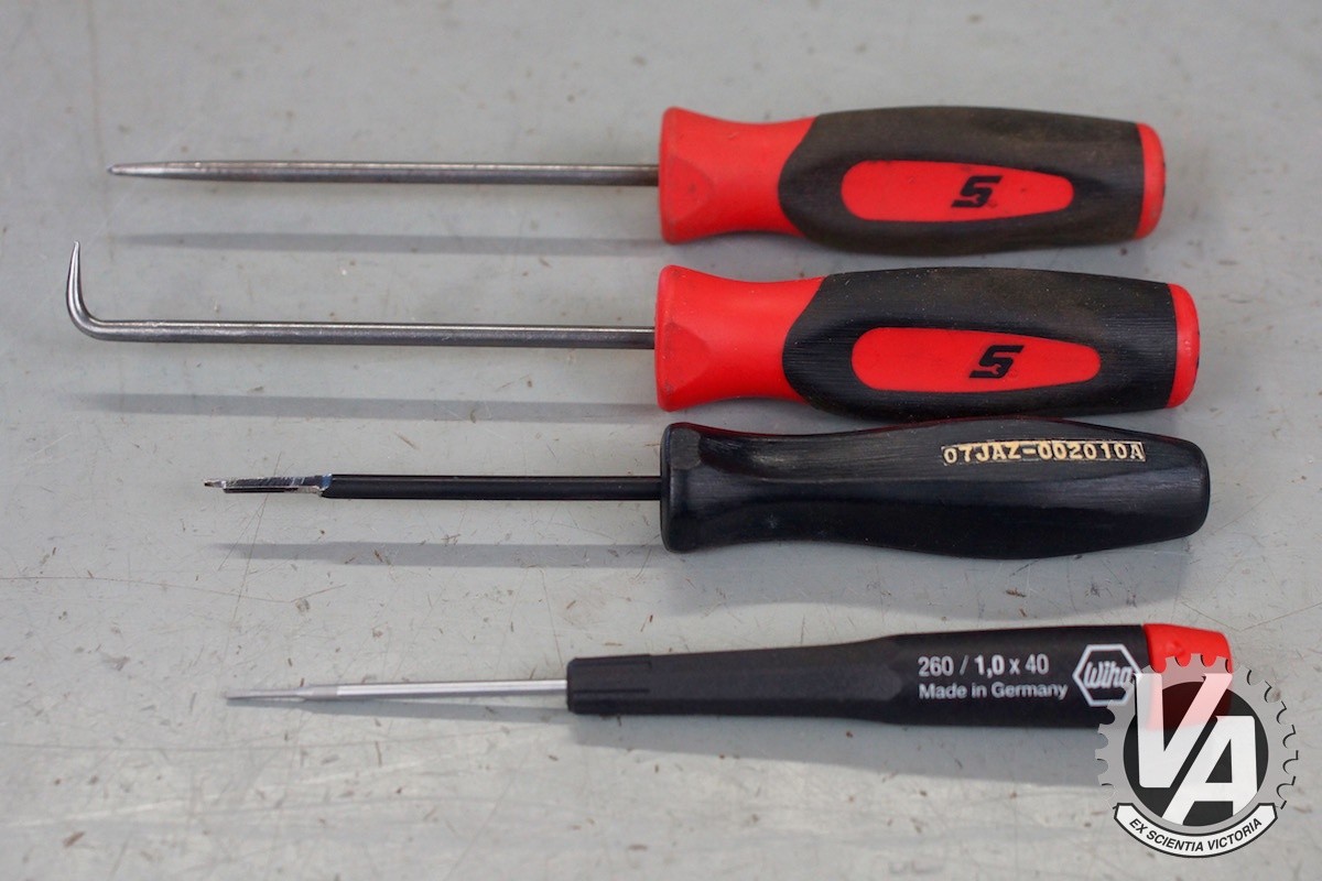 Essential ECU Pin Removal Tools: Straight Pick, Right-Angle Pick, Honda Pin Removal Tool, and Precision Slot Screwdriver