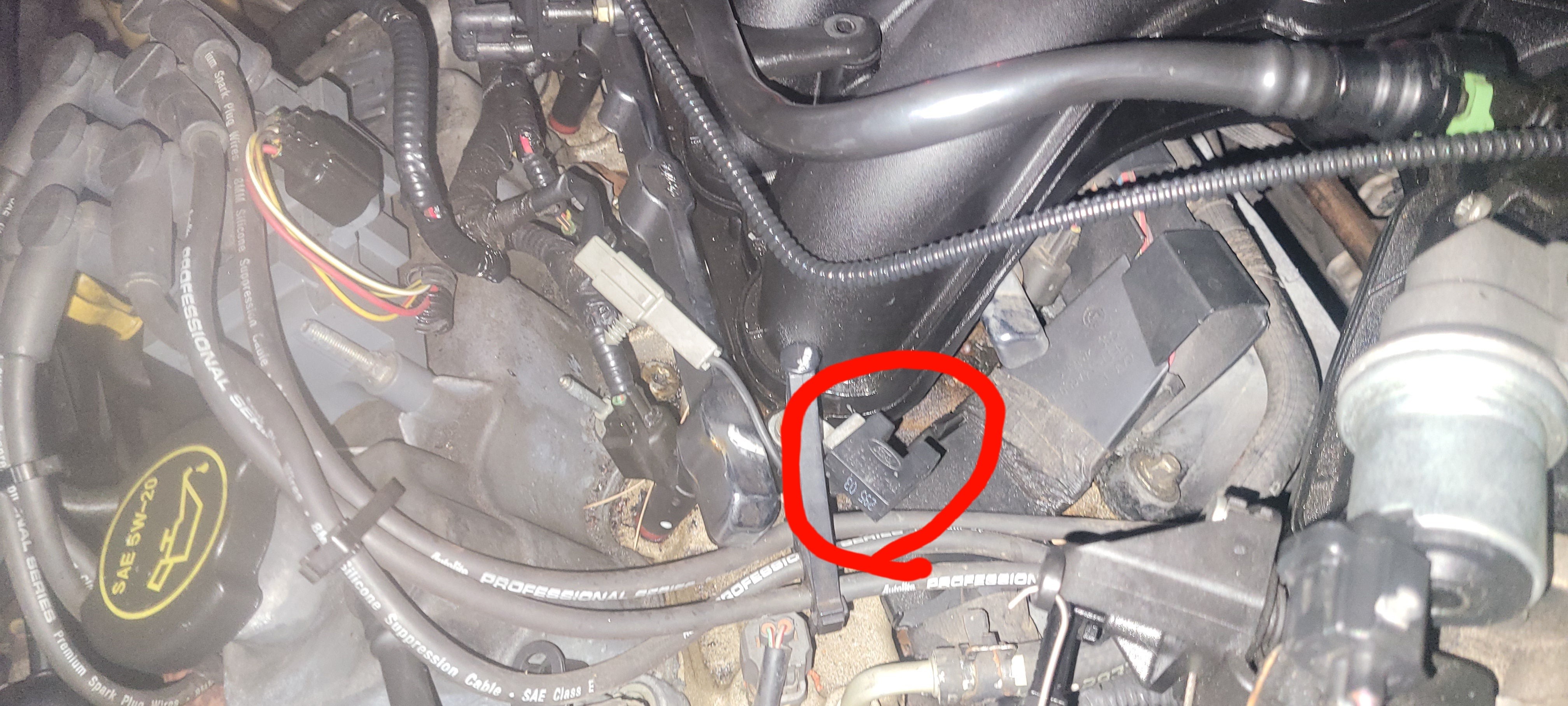 Ground wire location on air intake manifold