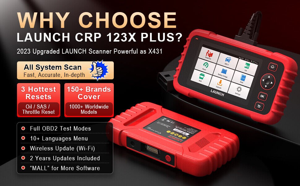 LAUNCH CRP123X Elite OBD2 Scanner in hand, showing its portable design and touchscreen