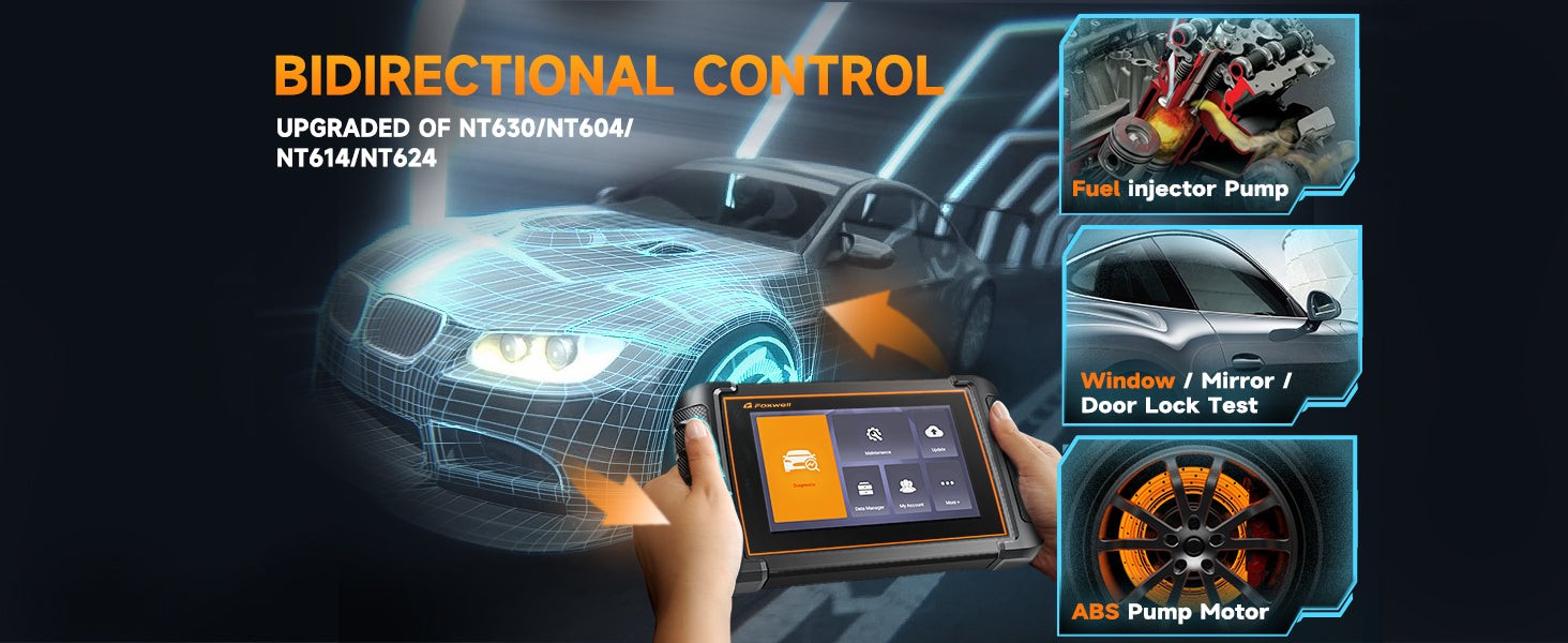 Foxwell OBD2 scanner performing bidirectional control diagnostics