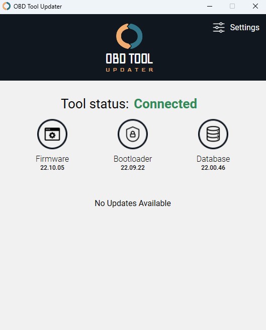 OBD2 scanner connected but no updates available