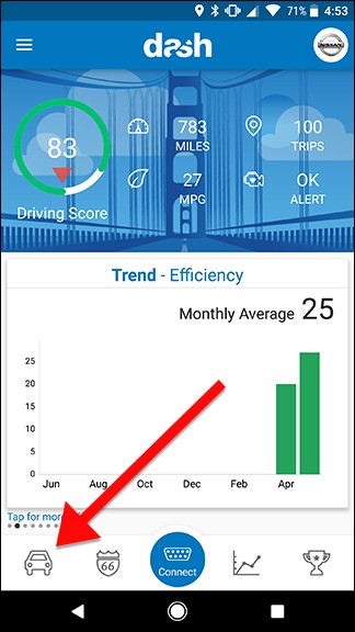 Accessing car management in Dash app