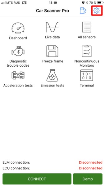 Accessing Car Scanner Settings on iOS