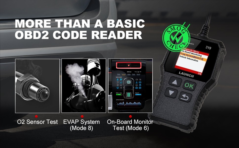 LAUNCH CReader 319 displaying OBD2 diagnostic functions