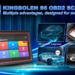 KINGBOLEN S6 all system obd2 scanner with free updates and 28 reset functions displayed on screen.