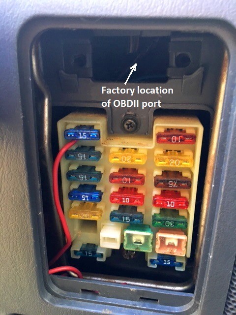 OBDII port generally located under the dashboard for easy access