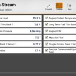 OBD2 data capture from a Mazda 3 showcasing Absolute Load Value and Calculated Load Value at idle