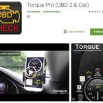 Torque Pro app dashboard interface showcasing real-time vehicle data.