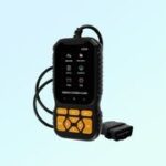 Bozfnuq V520 OBD2 Scanner: Close-up view of the handheld car diagnostic tool with color display and user-friendly buttons.