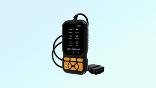 Bozfnuq V520 OBD2 Scanner: Close-up view of the handheld car diagnostic tool with color display and user-friendly buttons.